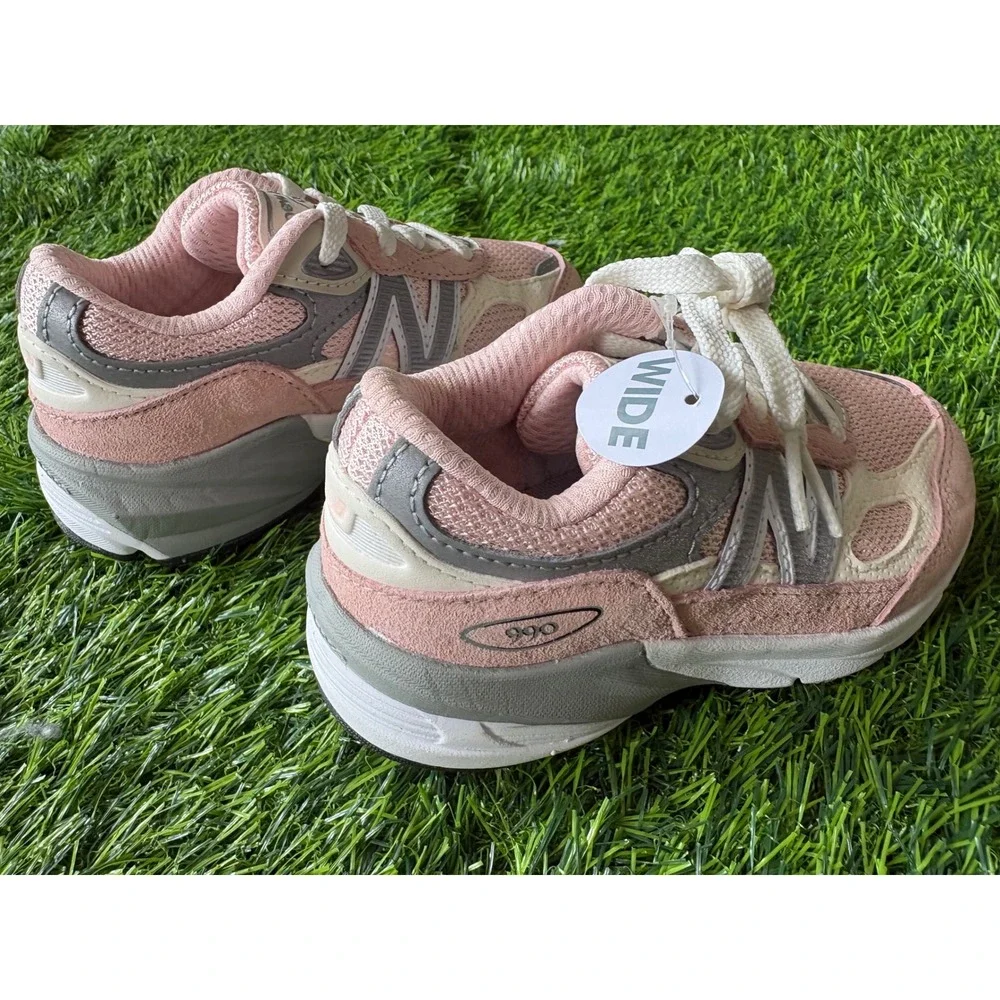 New Balance 990v6 Toddler Pink Grey Suede Mesh Sneakers IC990PK6 Wide Size 8 US